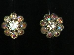Aurora Borealis Rhinestone Screw on Earrings