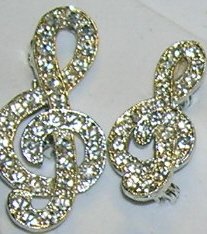 Clear Rhinestone Scatter Pins Set of 2 G Clefts