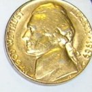 1969S Goldwashed Jefferson Nickel Tie Tack or Hat Tack Pin