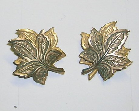 Vintage Goldtone with Green Maple Leaf Clip on Earrings