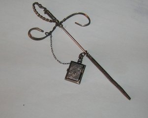 Vintage Sliver Sword Hat Ornament with Sterling Locket