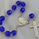 Mini Rosary with blue glass beads