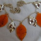 Orange morano leaves necklace