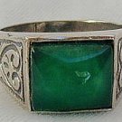 A green agate  man ring