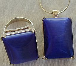 A blue cat eye set-ring&pendant