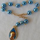 Blue shiny mini Rosary