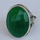 Green agate-silver ring-C