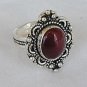 ZV-Red agate silver ring
