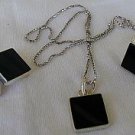 Onyx square set-ring earrings pendant