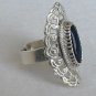 Shiny silver ring with onyx