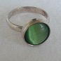 Green cat eye silver ring