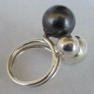 Gray silver pearls ring