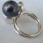Gray silver pearls ring