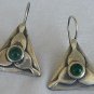 Green triangle earrings