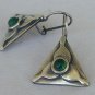 Green triangle earrings