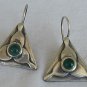 Green triangle earrings