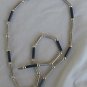 silver and onyx parts necklace-unisex