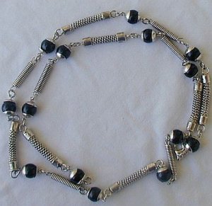 Maskit-onyx and metal necklace