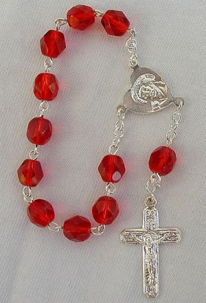 Mini red glass rosary