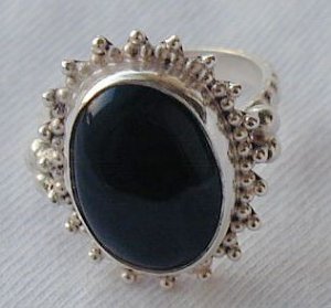 Maskit silver oynx ring-X