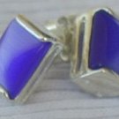 Mini blue rectangle earrings
