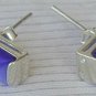 Mini blue rectangle earrings