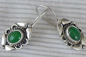 Green siver earrings