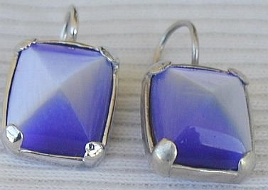 Blue square earrings