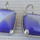 Blue square earrings
