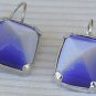 Blue square earrings