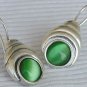 Green oval cat eye earrings
