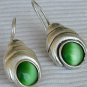 Green oval cat eye earrings
