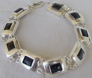 Onyx parts silver  bracelet