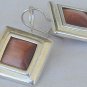Brown cat eye square earrings