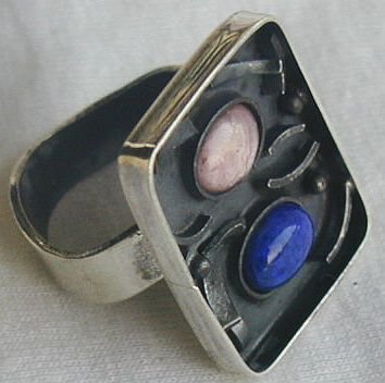 oxidized pink and blue ring
