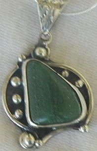 Green hand made pendant-P7
