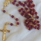 Red Rosary with gold Cross
