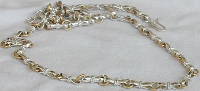 Silver and metal necklace-unisex