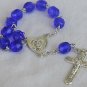 Mini Rosary with blue glass beads