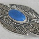 Blue agate brooch