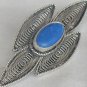 Blue agate brooch