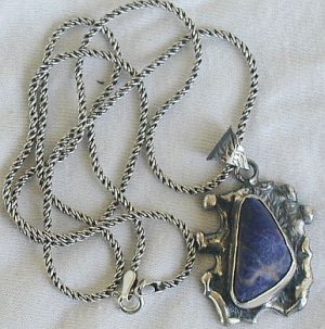 Blue colored pendant stone-hand made-HP124