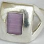Purple cat eye silver ring