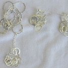 Silver rounds necklace with earrings