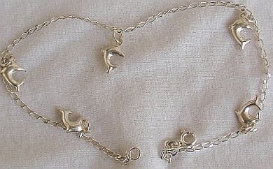 Dolphin silver anklet