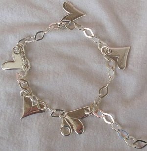 Silver hearts anklet