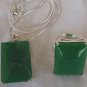 A green agate set-ring&pendant