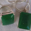 A green agate set-ring&pendant