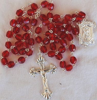 Red-l-glass beads rosary