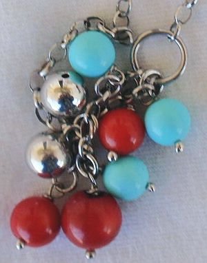 Turquoise red and silver necklace